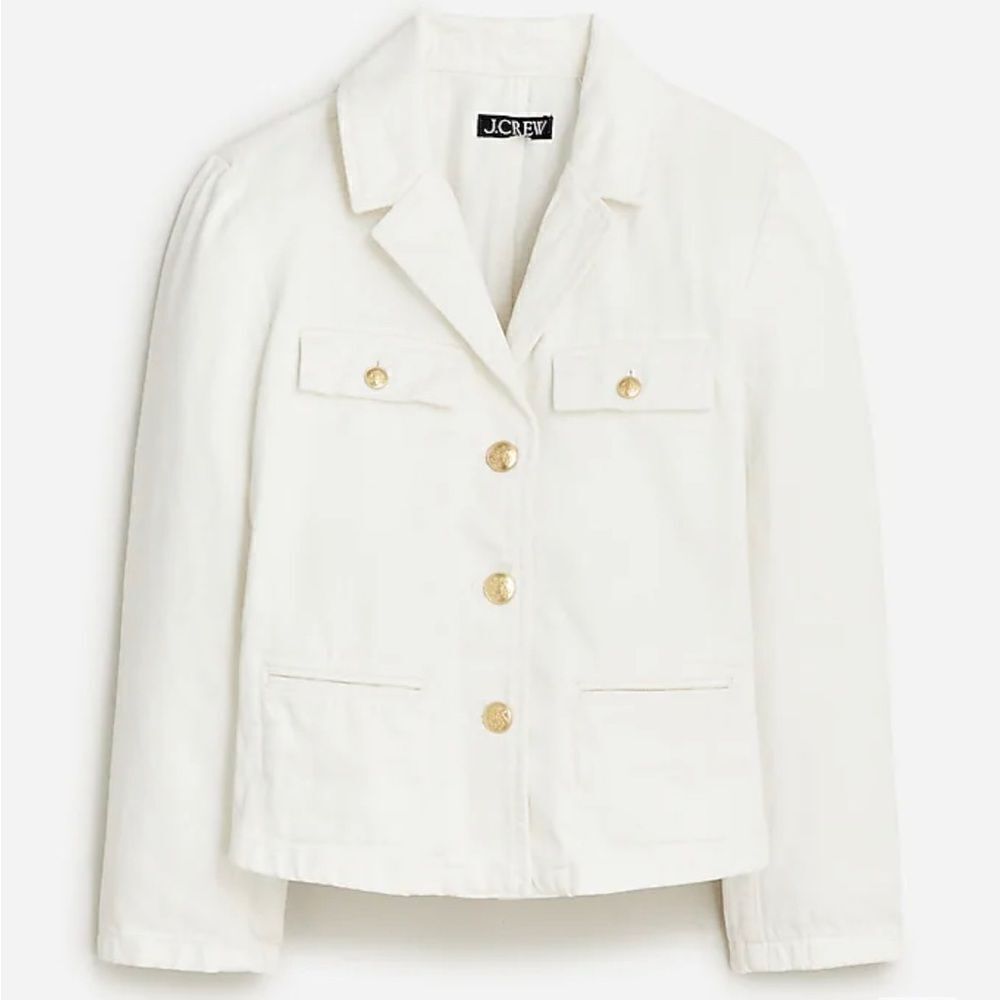 J.Crew Denim blazer-jacket in white NWT Size 18
